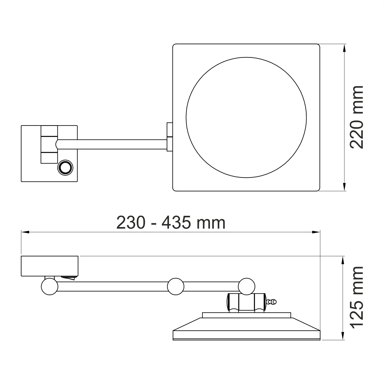 Зеркало с LED-подсветкой, 3-х кратным увеличением K-1008