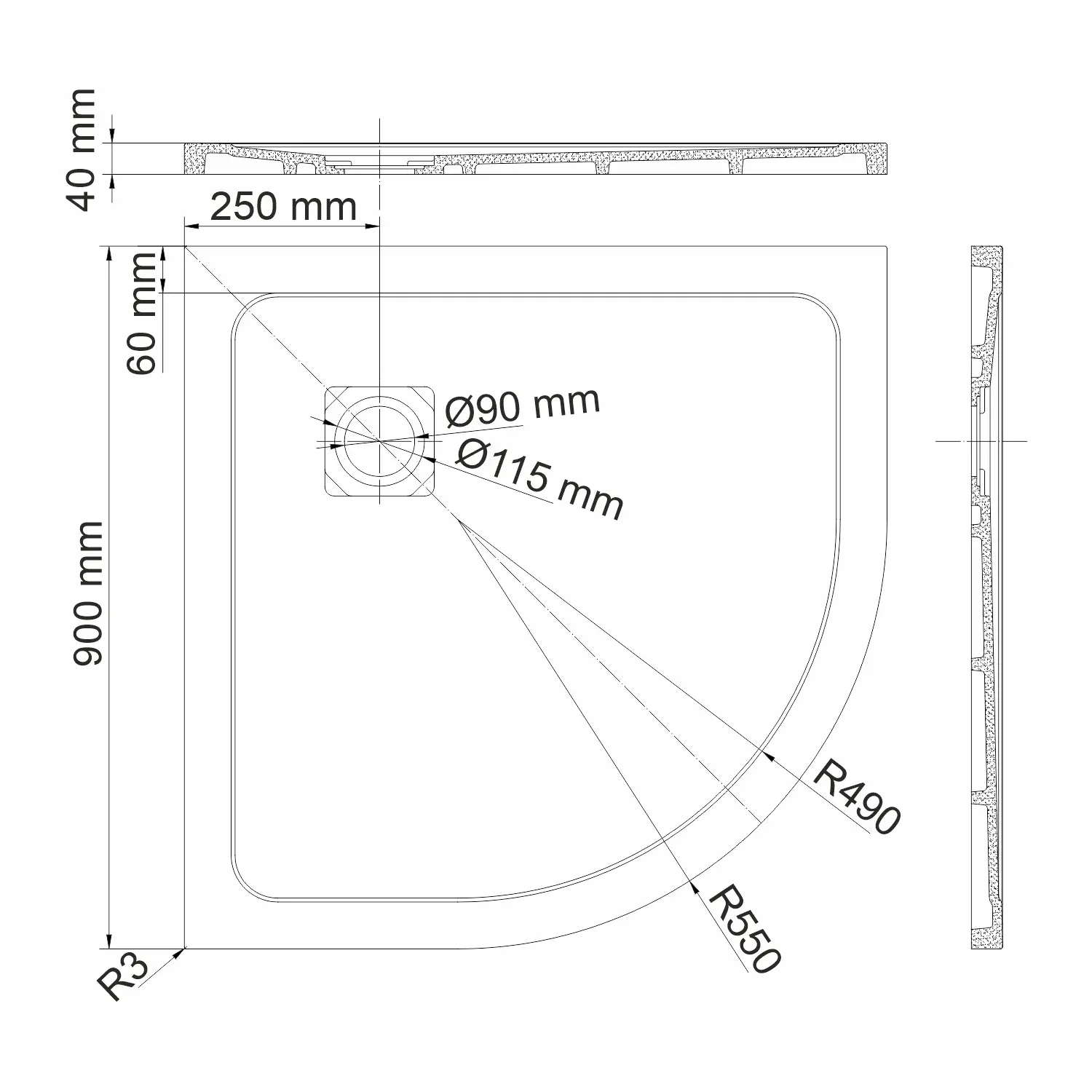 Душевой поддон Dinkel 58T01
