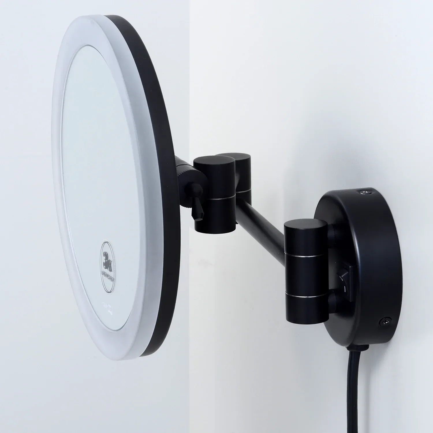Зеркало с LED-подсветкой, 3-х кратным увеличением K-1004BLACK