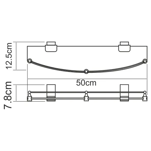 Полка стеклянная с бортиком Lopau K-6044