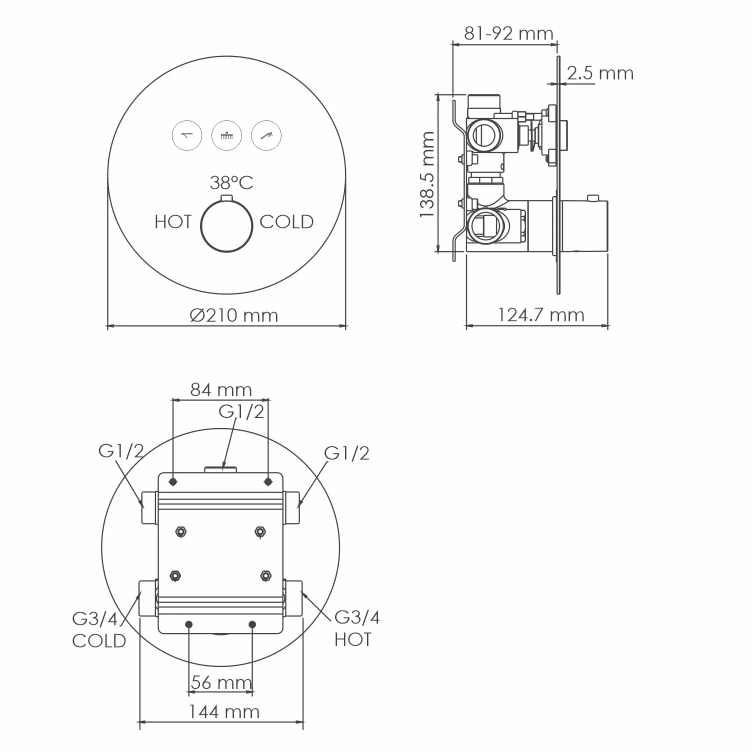 Смеситель для ванны и душа Dinkel 5844 Thermo