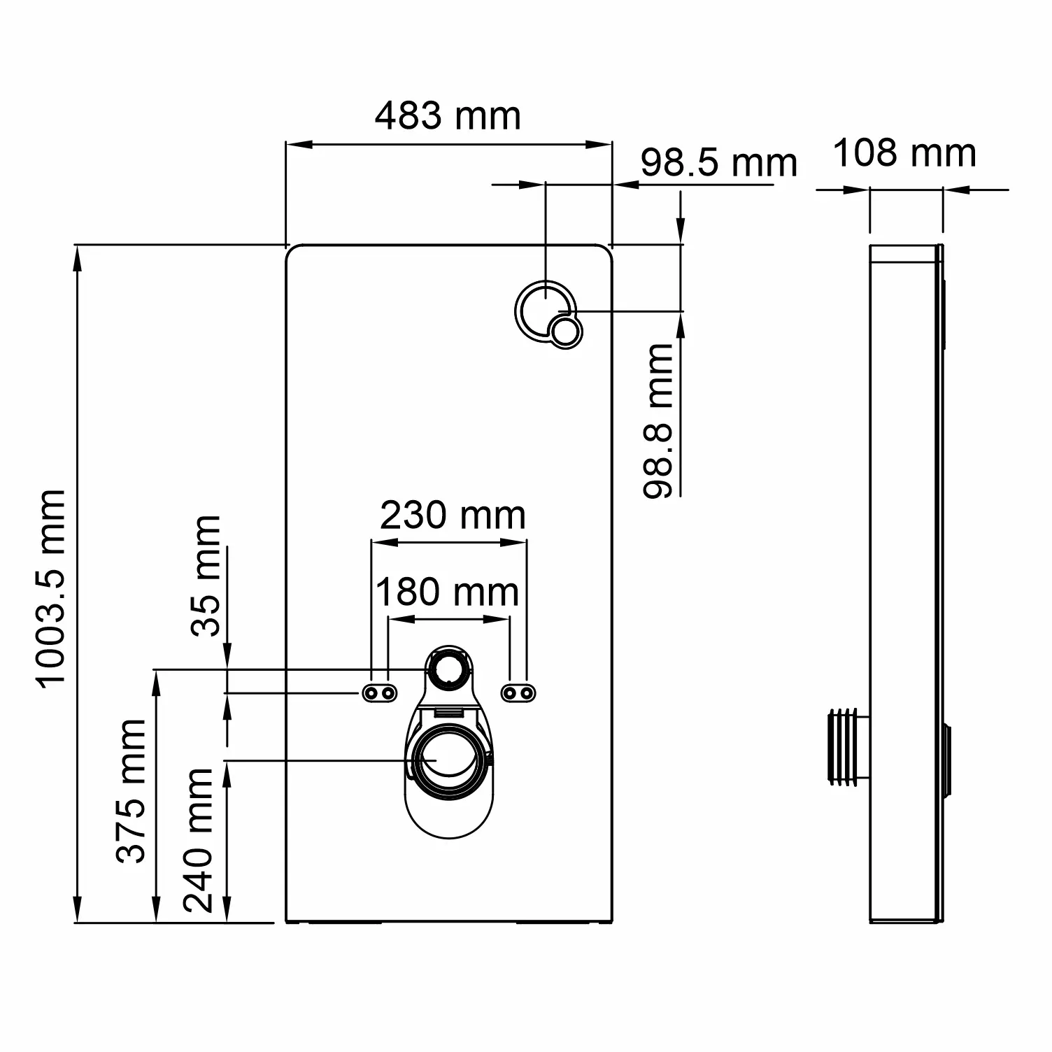 Пристенный модуль системы инсталляции для унитазов Naab 86TLT.040.PE.BL