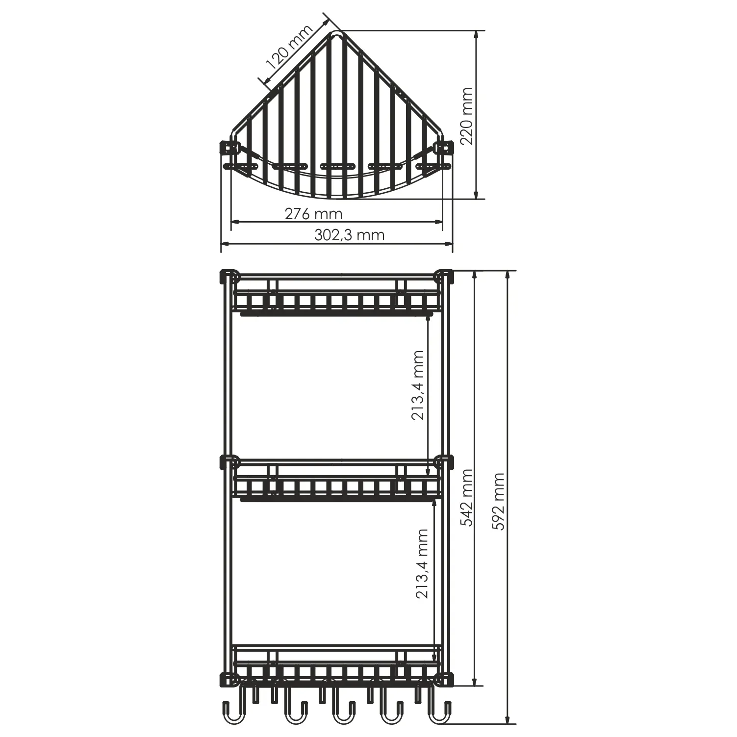 Полка металлическая тройная K-1233