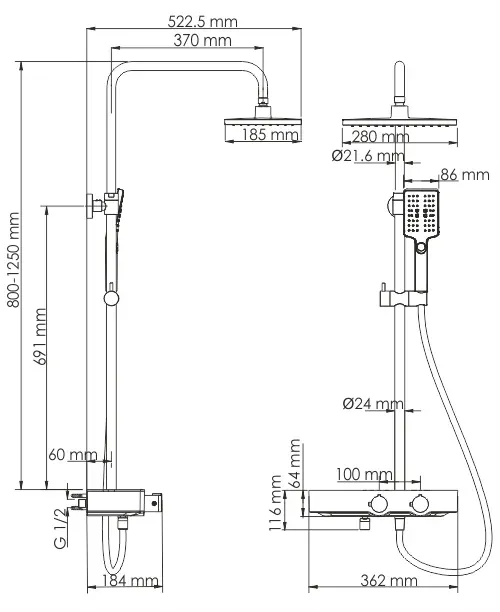 A11301 Thermo Душевая система с термостатическим смесителем