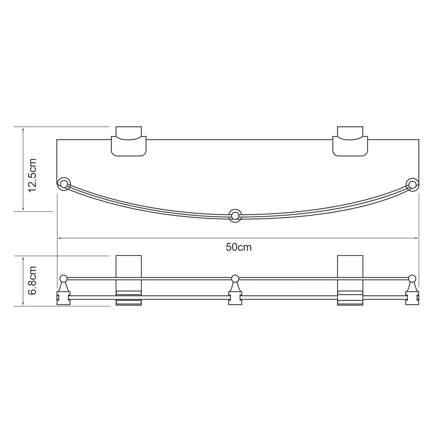 (ранее К-5024WHITE) Полка стеклянная с бортиком Leine K-5044WHITE