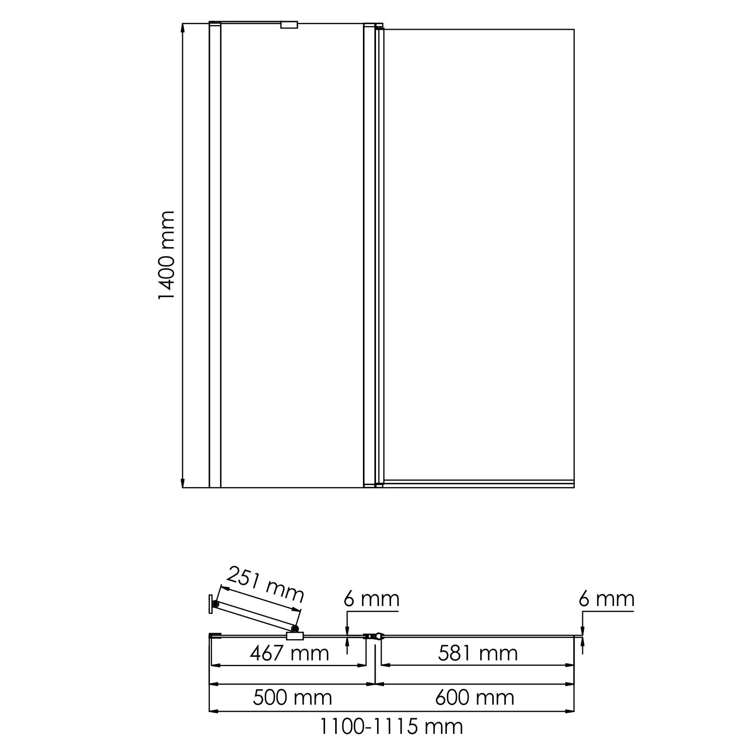 Salm 27P02-110 Fixed Стеклянная шторка на ванну