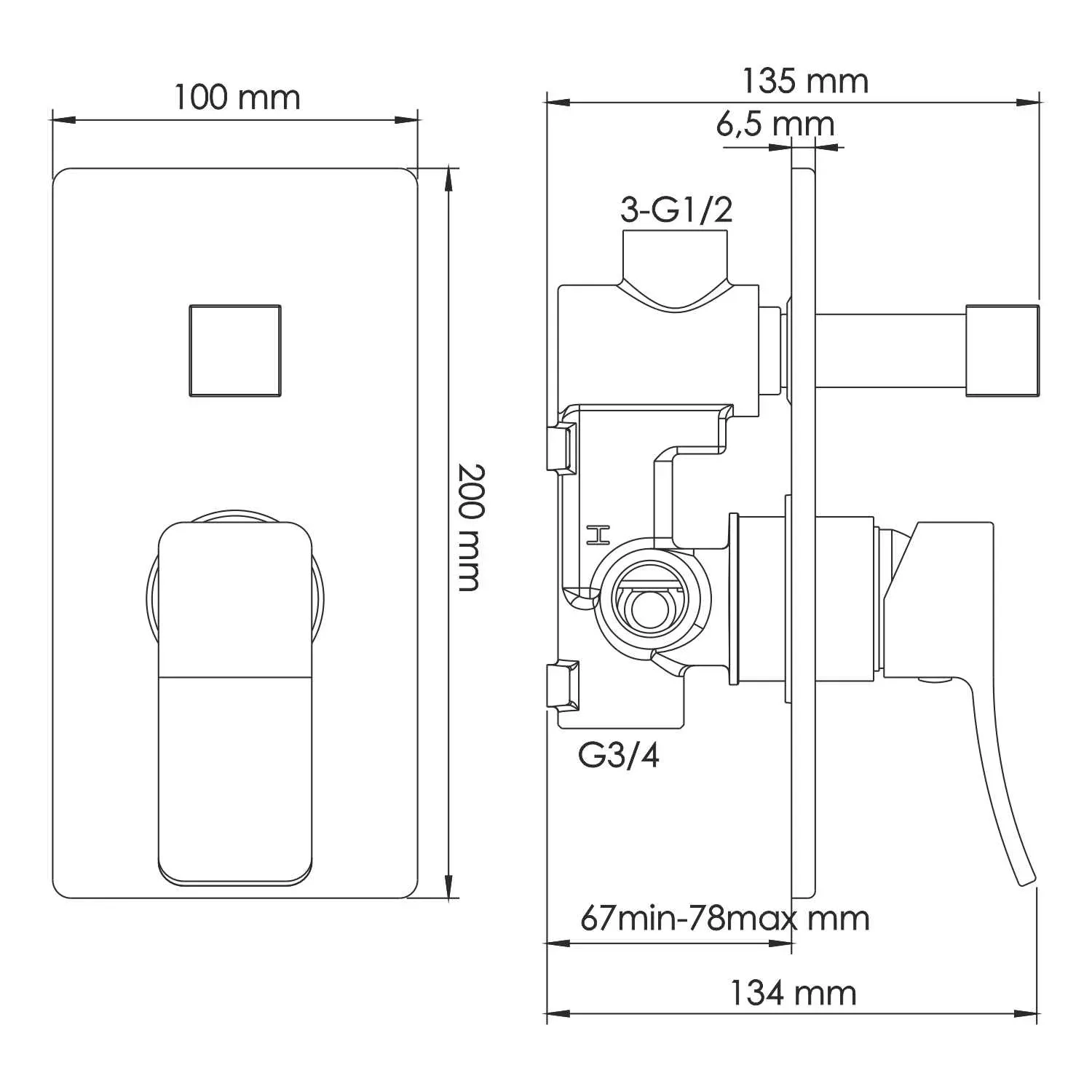 Смеситель для ванны и душа Exter 1641