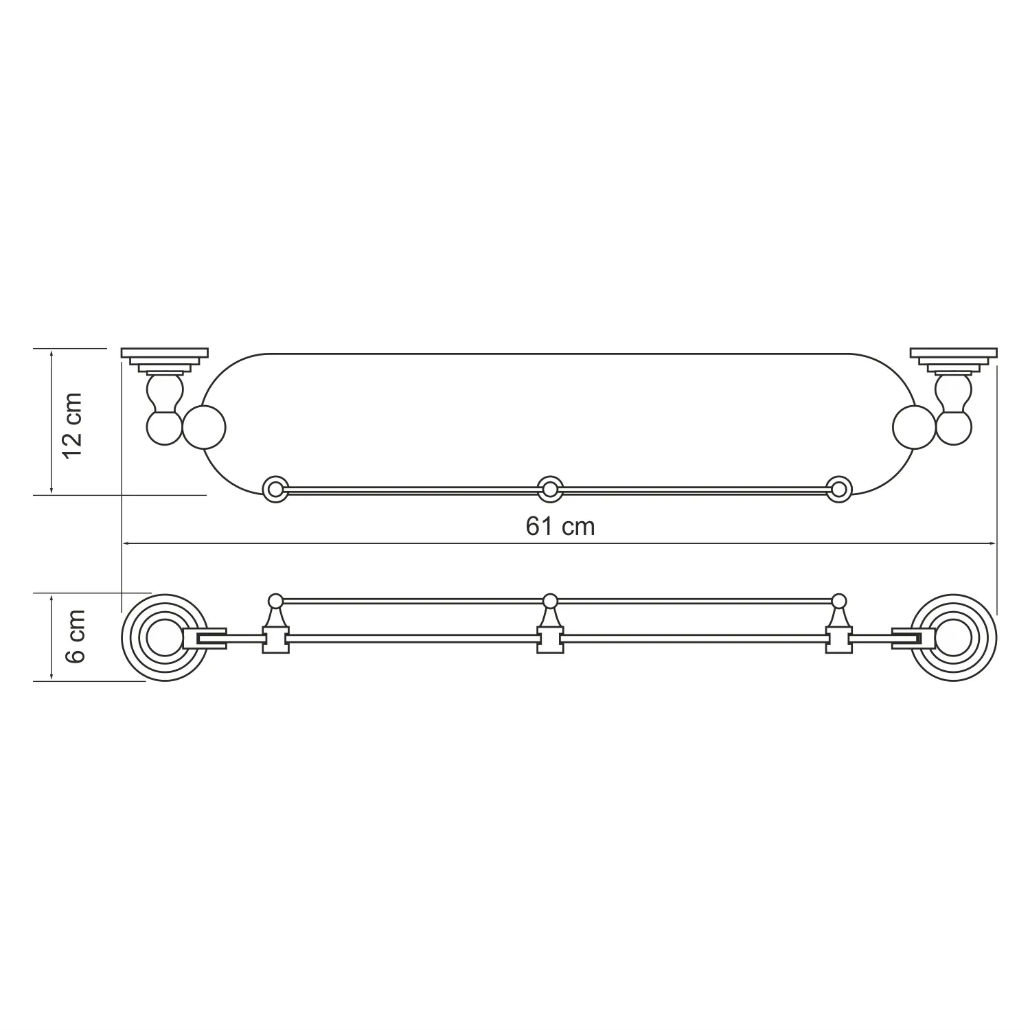 (ранее К-7024) Полка стеклянная с бортиком Ammer K-7044