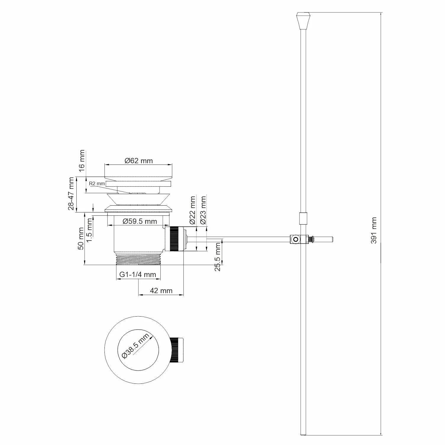 Смеситель для биде с донным клапаном Mindel 8506