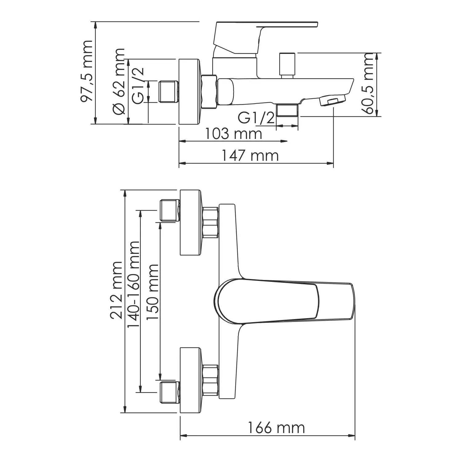 Смеситель для ванны с коротким изливом Dill 6101
