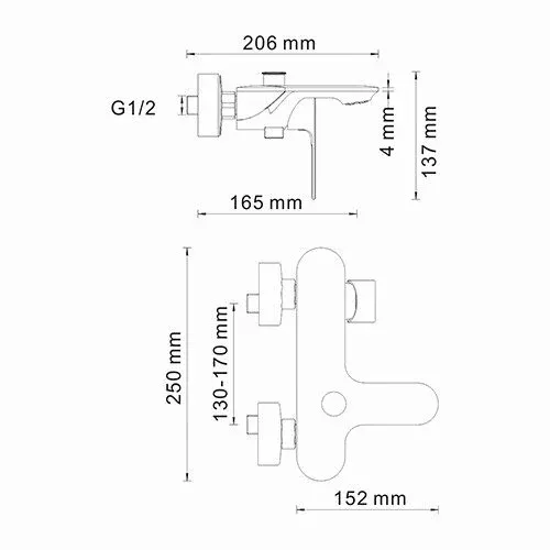 Смеситель для ванны с коротким изливом Dinkel 5801