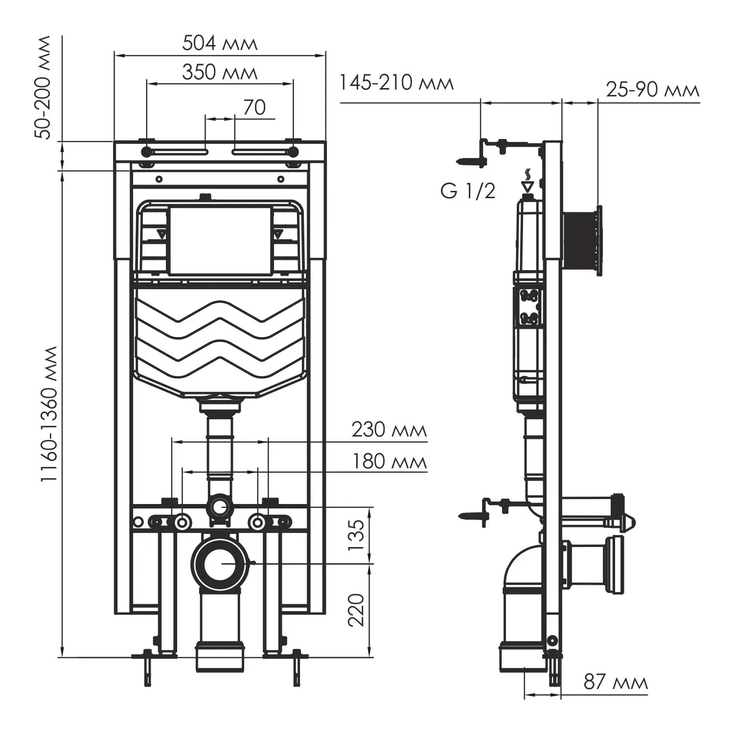 Система инсталляции для унитазов Dinkel 58TLT.010.ME.BN02