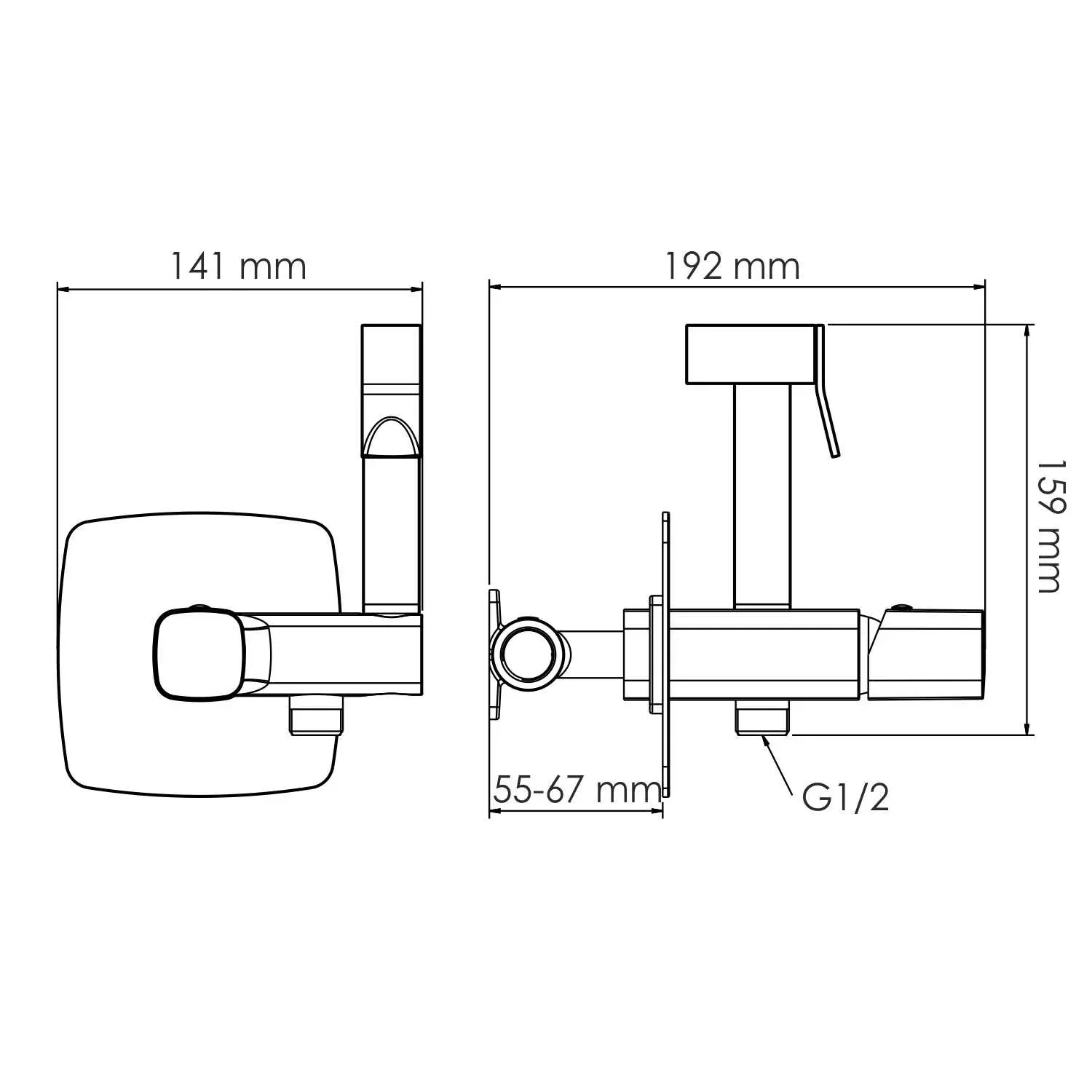 Встраиваемый смеситель с гигиеническим душем Naab 8638