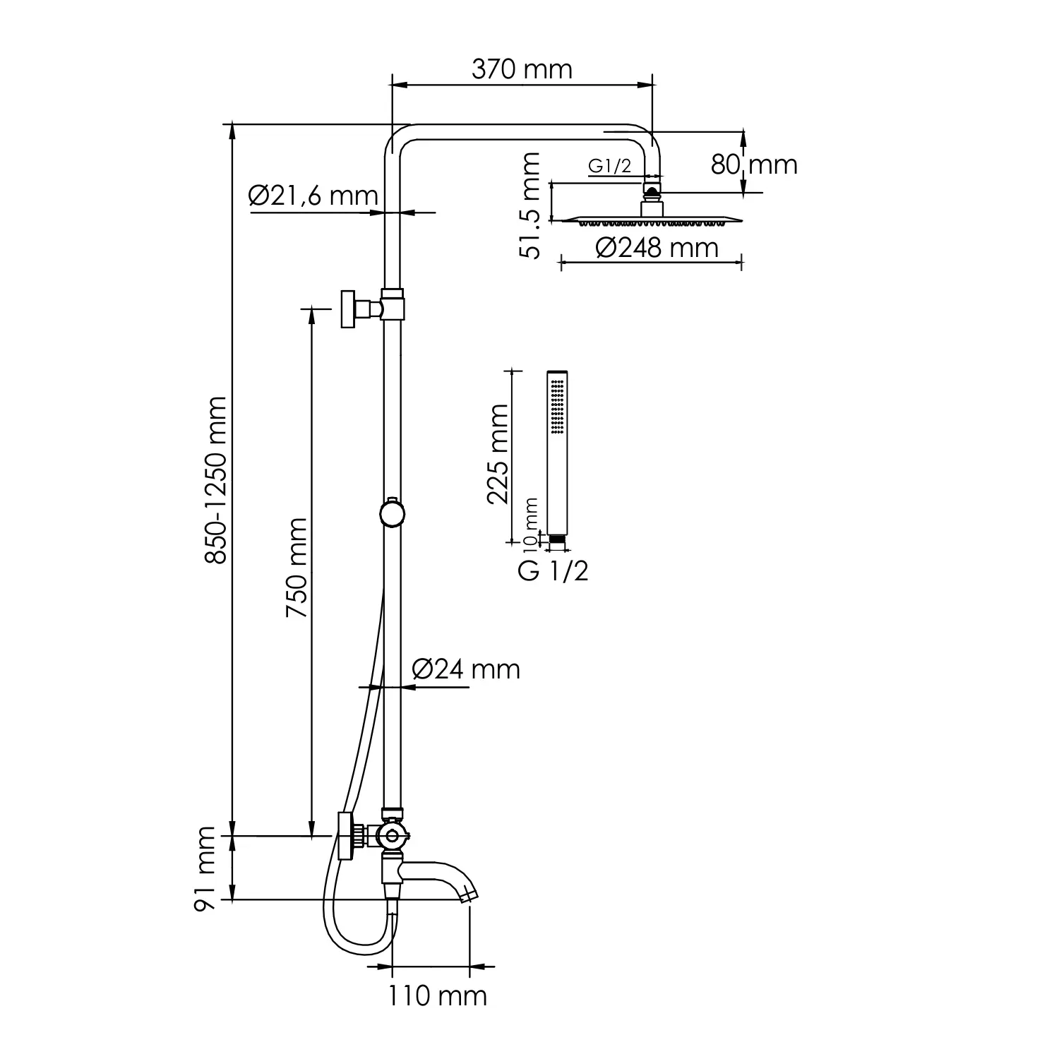 A288.258.217.BM Thermo Душевая система с термостатическим смесителем