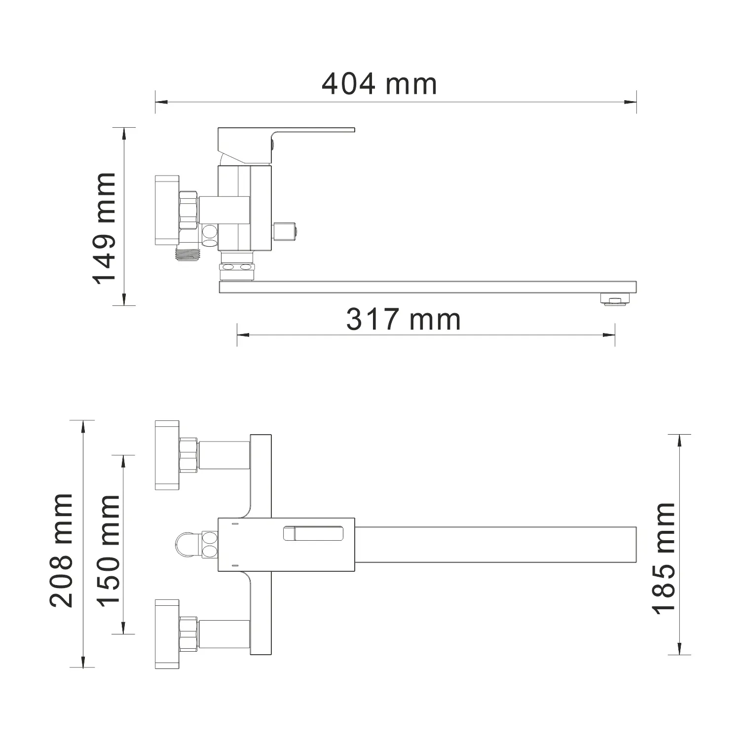 Смеситель для ванны с длинным изливом Alme 1502L