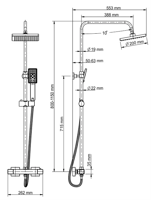 A15502 Thermo Душевая система с термостатическим смесителем