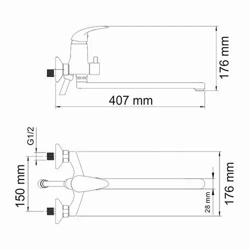 Смеситель для ванны с длинным изливом Isen 2602L