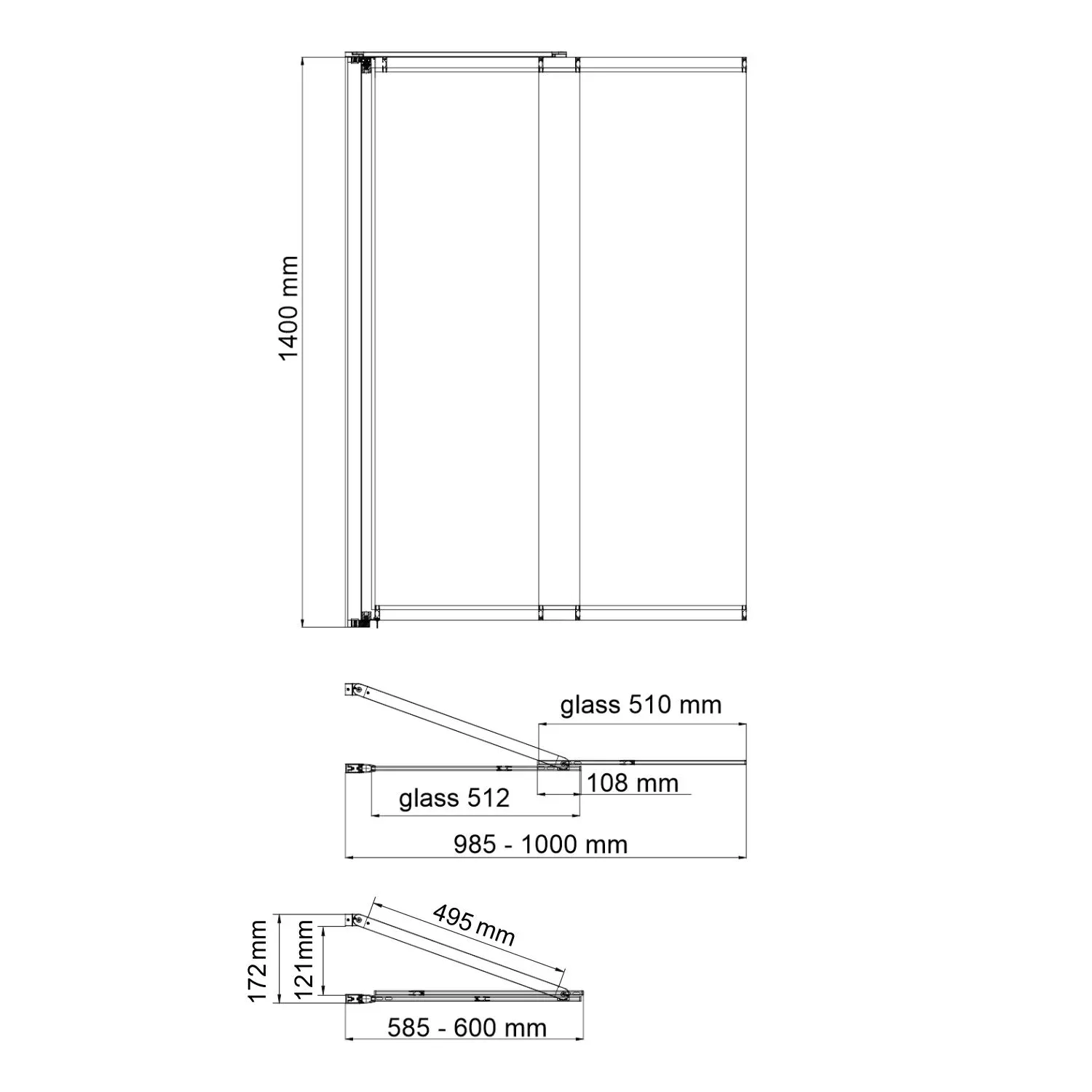 Main 41S02-100L Matt glass Fixed Стеклянная шторка на ванну