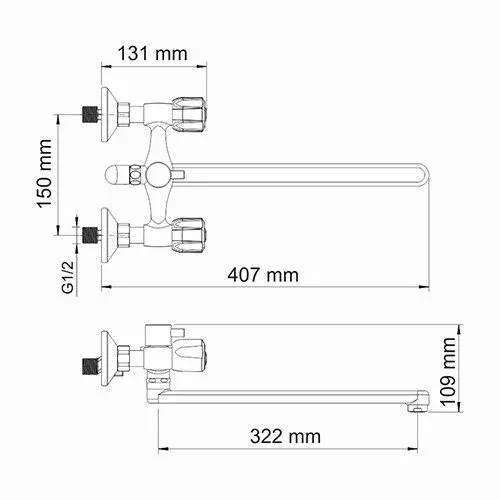 Смеситель для ванны с длинным изливом Amper 2902L