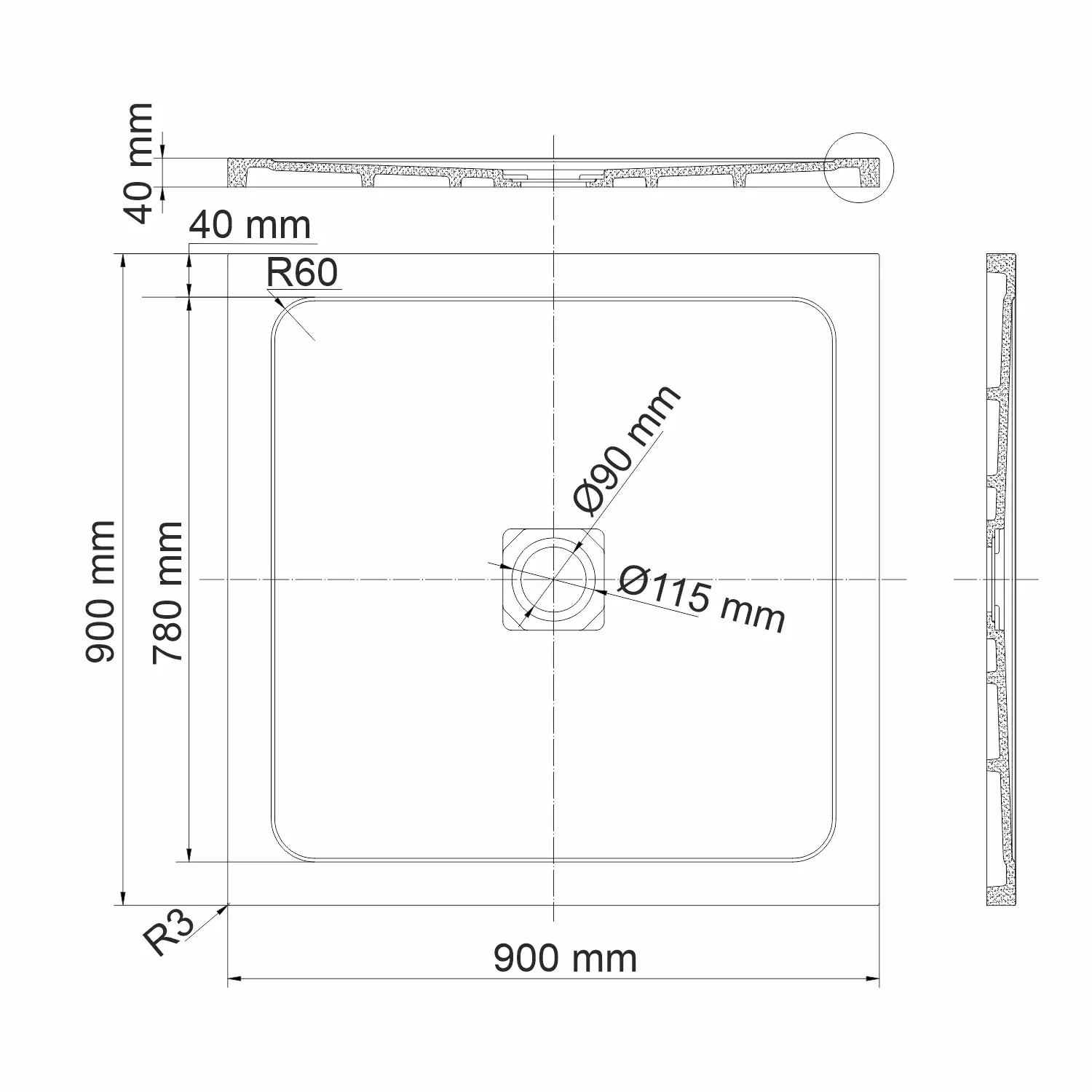 Душевой поддон Dinkel 58T03