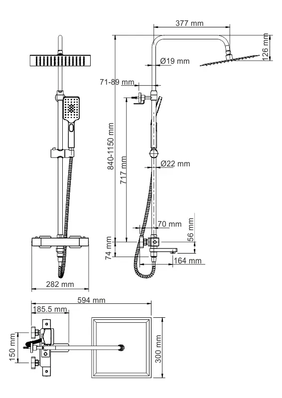 A19901 Thermo Душевая система с термостатическим смесителем